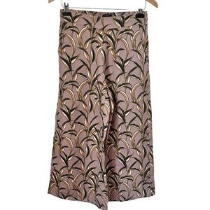 NWT 100% Linen Tahari Wide Leg Crop Pants Elastic Waist Tropical Vacation